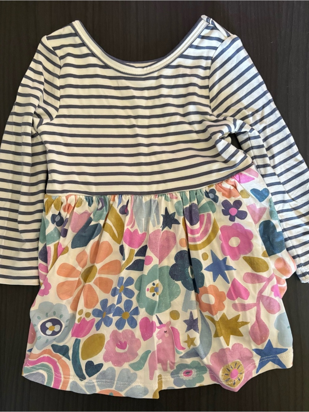 NWOT Little Sleepies Navy Stripe Top with Pastel Floral Skirt